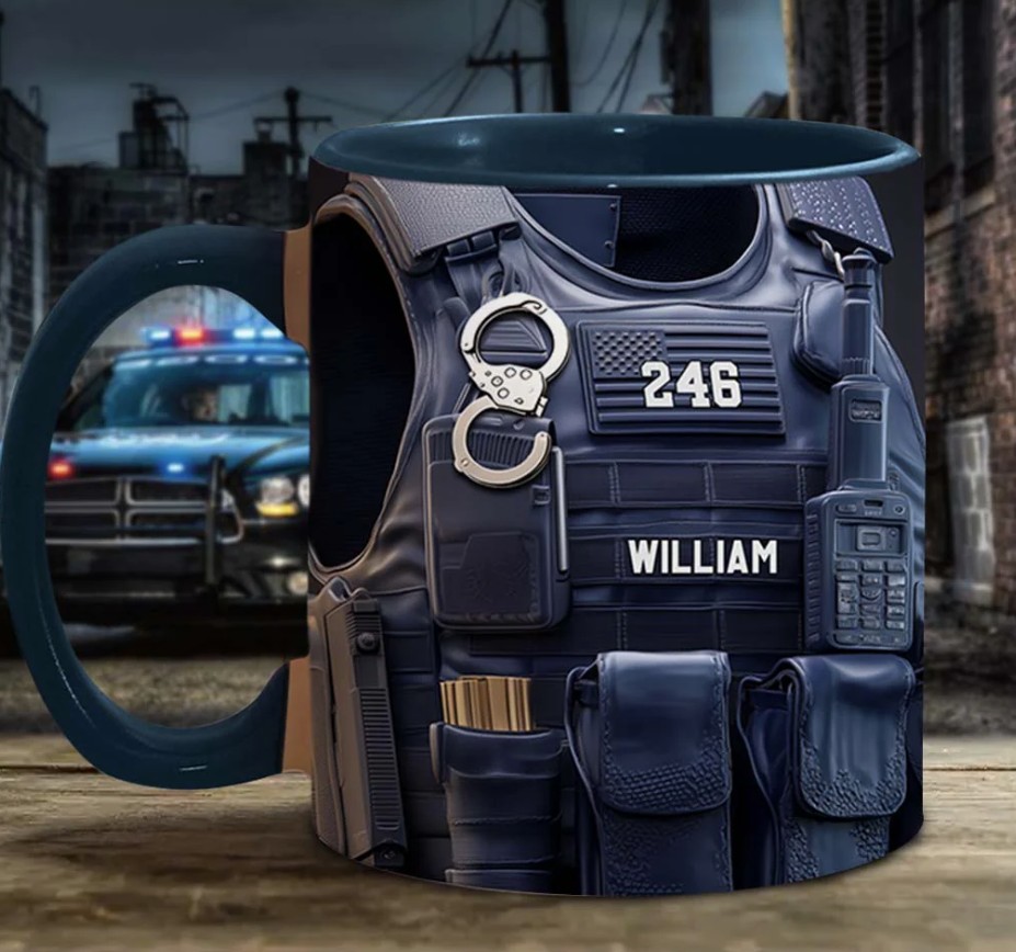 Police Bulletproof Vest - Personalized Police Officer Accent Mug