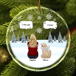 I Miss You Christmas Memorial Gift For Pet Lovers - Personalized Circle Glass Ornament