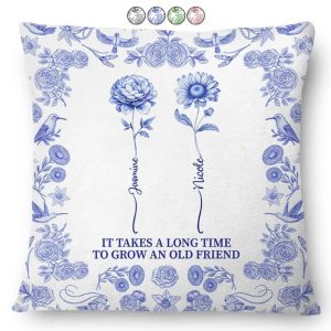 Toile De Jouy Birth Flower Grow An Old Friend - Personalized Pillow