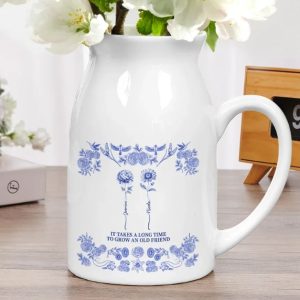 Toile De Jouy Birth Flower Grow An Old Friend - Personalized Ceramic Flower Vase
