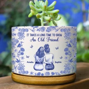 Toile De Jouy Grow An Old Friend - Personalized Ceramic Plant Pot