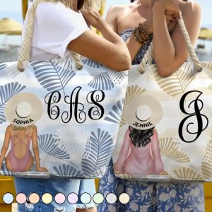 Vine Monogram Girls Beach Trip - Personalized Beach Bag