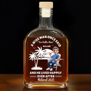 Lived Happily Ever Retired - Personalized Whiskey Bottle