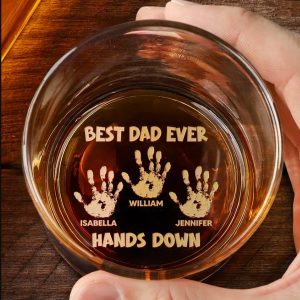 Best Dad Ever Hands Down - Personalized Engraved Whiskey Glass