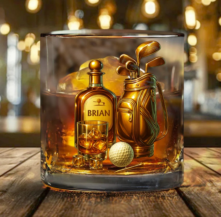 Whiskey & Golf - Personalized Golf Whiskey Glass