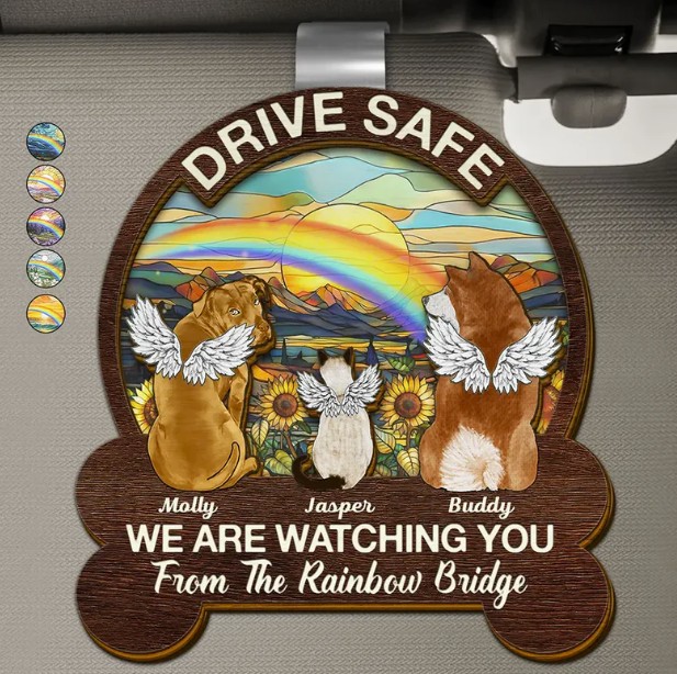 Drive Safe We're Watching You Dog Cat Memorial - Personalized Custom Shaped Car Visor Clip