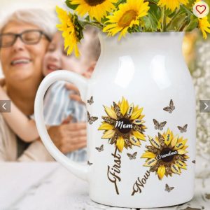 First Mom Now Grandma - Personalized Grandma Ceramic Flower Vase