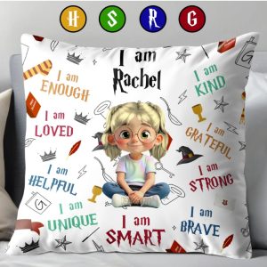I Am Enough, I Am Loved, Encouraging Positive Affirmations Pillow, Custom Pillow, Gift For Daughters And Kids