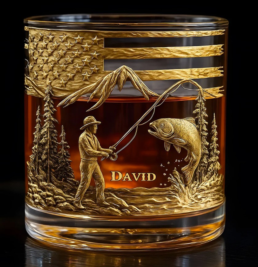 Fishing For Life - Personalized Fishing Whiskey Glass