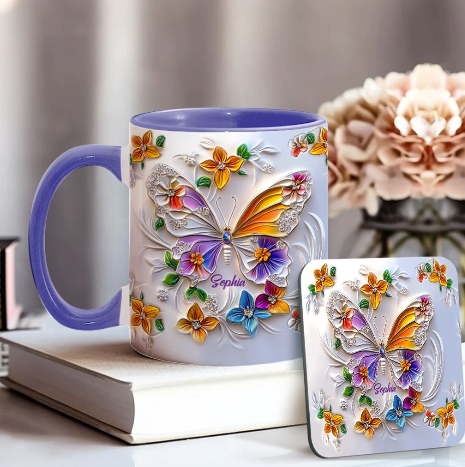 Stunning Butterfly - Personalized Butterfly Accent Mug