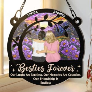 Limitless Laugh Countless Memories Endless Friendship Besties - Personalized Window Hanging Suncatcher Ornament