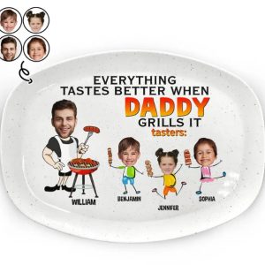 Custom Photo Everything Tastes Better When Daddy Grills It - Personalized Plate