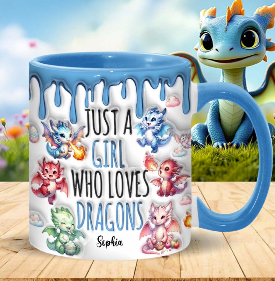 Just AGirl Who Loves Dragons - Personalized Dragon Accent Mug
