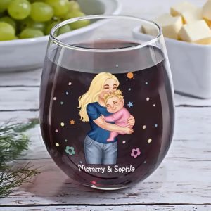 New Mom And Baby You're Doing A Great Job Mommy - Personalized Stemless Wine Glass