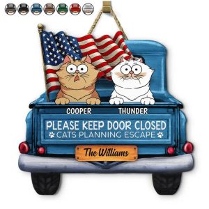 Cats Planning Escape Truck - Personalized Custom Shaped Wood Sign