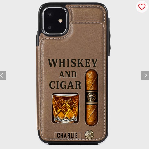 Whiskey & Cigar - Personalized Whisky Wallet Phone Case