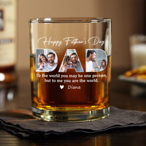 Custom Photo Happy Father's Day Family Whiskey Glass