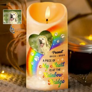 Custom Photo A Piece Of My Heart Miss You Memorial - Personalized Flameless LED Candle
