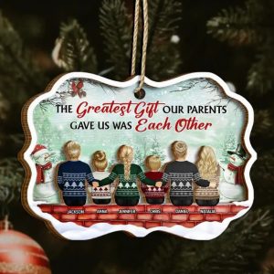 Greatest Gift Our Parents Gave Us Sibling Green Version - Personalized 2-Layered Wooden Ornament