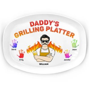 Daddy's Grilling Platter - Gift For Dad, Father, Grandfather, Grandpa - Personalized Plate