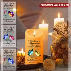 This Light Remains As A Loving Memory - Memorial Personalized LED Candle, Gift For Family Members
