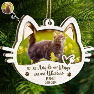 Custom Photo Memorial Cat Not All Angels Have Wings Some Have Whiskers - Personalized 2-Layered Mix Ornament