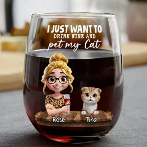 I Just Want To Drink Wine - Personalized Stemless Wine Glass