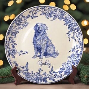 Custom Dog Breeds Chinoiserie Toile De Jouy Style Personalized Ceramic Plate HA75 892532