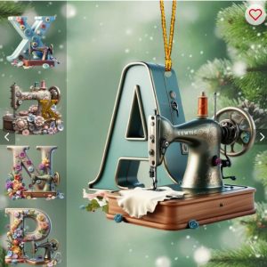 Beautiful Sewing Letter Ornament - Personalized Sewing Ornament