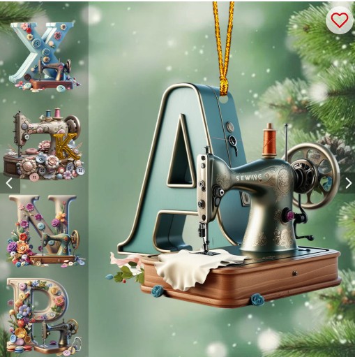Beautiful Sewing Letter Ornament - Personalized Sewing Ornament