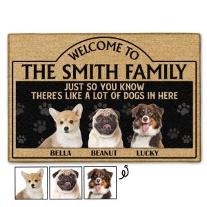 Custom Photo There‘s Like A Lot Of Dogs Cats In Here - Gift For Dog Lovers And Cat Lovers - Personalized Custom Doormat