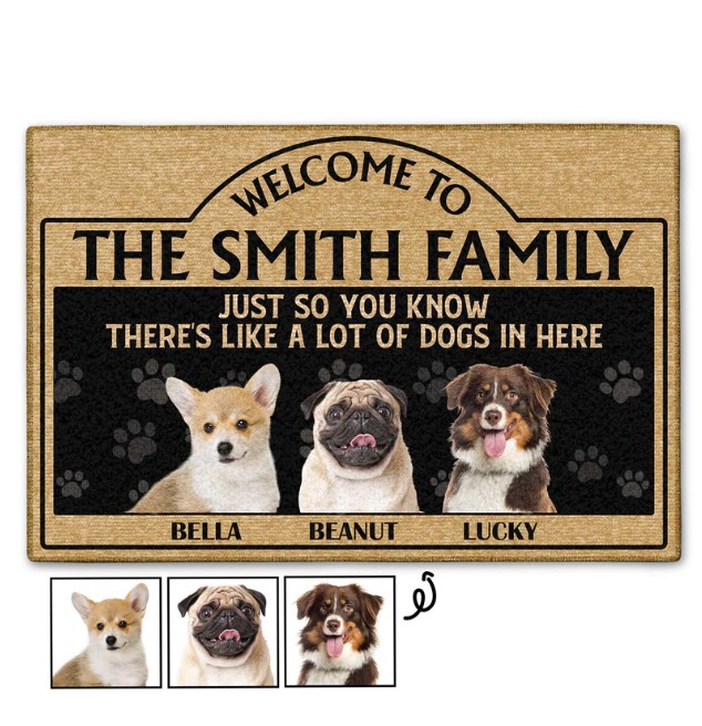 Custom Photo There‘s Like A Lot Of Dogs Cats In Here - Gift For Dog Lovers And Cat Lovers - Personalized Custom Doormat