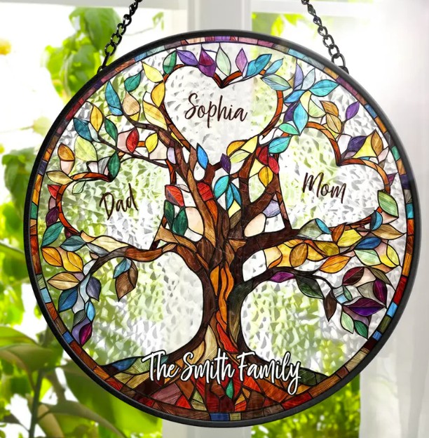 Family Unbreakable Bond Tree Of Life - Personalized Stained Glass Window Hanging Suncatcher