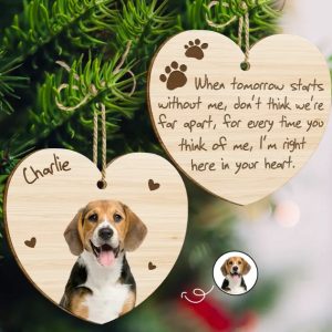 Custom Photo When Tomorrow Starts Without Me Memorial Dog Cat - Personalized Wooden Ornament Print 2 Sides