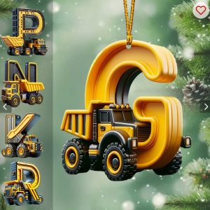 Construction Vehicles Letter Ornament - Personalized Kid Ornament