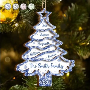 Christmas Tree Family Sibling Bestie Toile - Personalized 2-Layered Wooden Ornament