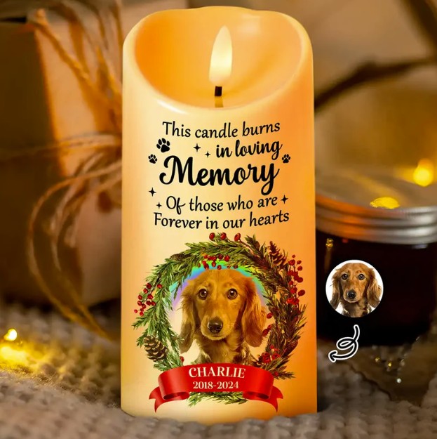 Custom Photo Memorial This Candle Burns In Loving Memory - Personalized Flameless LED Candle