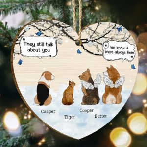 They Still Talk About You Memorial Pet Lovers Christmas - Personalized Custom Shaped Wooden Ornament