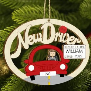 New Driver Christmas - Personalized Wooden Cutout Ornament