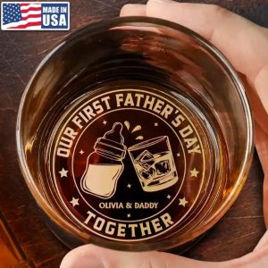 Father's Day Gifts, Our First Father's Day Together - Personalized Engraved Whiskey Glass