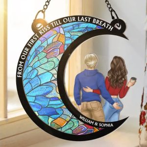 From Our First Kiss Till Our Last Breath Couple - Personalized Window Hanging Suncatcher Ornament
