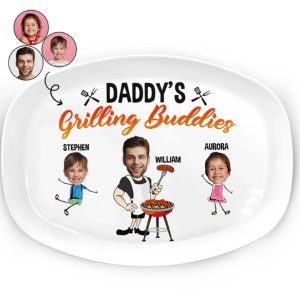 Custom Photo Daddy's Grilling Buddies - Personalized Plate