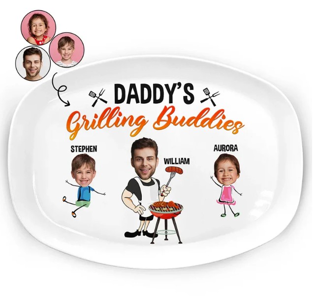 Custom Photo Daddy's Grilling Buddies - Personalized Plate