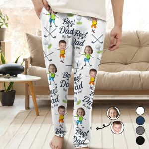 Custom Photo Best Dad By Par - Personalized Pajama Pants