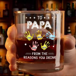 To Papa From The Reason You Drink - Personalized Whiskey Glass