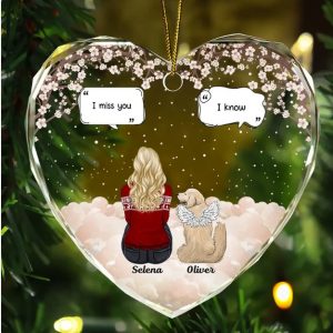 Memorial I Miss You I Know - Personalized Heart Shaped Glass Ornament