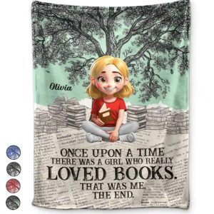 Once Upon A Time Reading Toile Background - Personalized Fleece Blanket, Sherpa Blanket