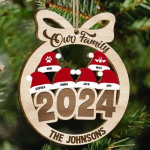 2024 Christmas Our Family - Personalized Wooden Cutout Ornament