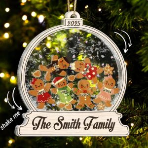 Gingerbread Family Shaker - Personalized 3-Layered Acrylic Shaker Ornament