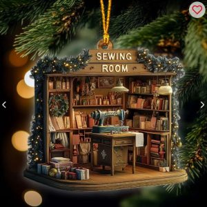 Vintage Sewing Room - Personalized Sewing Ornament